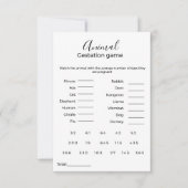 Dierlijke dracht spel baby shower spel Kaart (Voorkant)