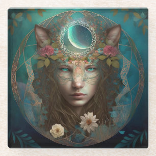 Dierlijke geest Mystical Fantasy Art Glazen Onderzetter