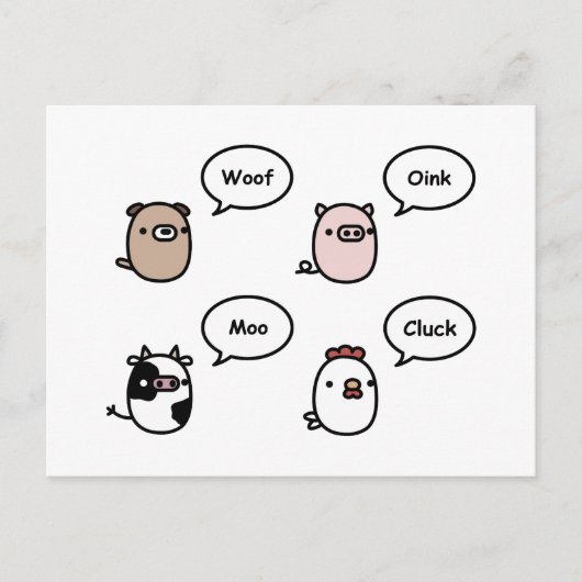 Dierlijke geluiden briefkaart (Voorkant)