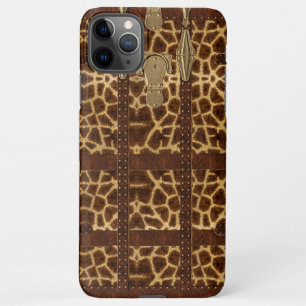 dierlijke Giraffe met leder uit de iPhone 11Pro Max Hoesje