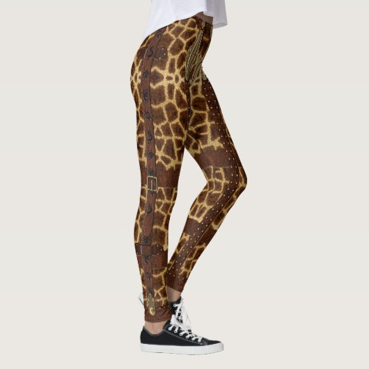  dierlijke Giraffe met leder uit de  Leggings (Rechts)