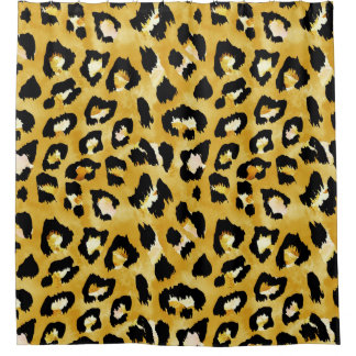 Dierlijke huid, Waterverf luipaard naadloos. Douchegordijn