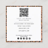 Dierlijke huidluipaard Afdrukpatroon Oranje QR-cod Vierkante Visitekaartje (Achterkant)