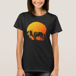 Dierlijke Natuur Wildlife Retro Silhouette Bison B T-shirt
