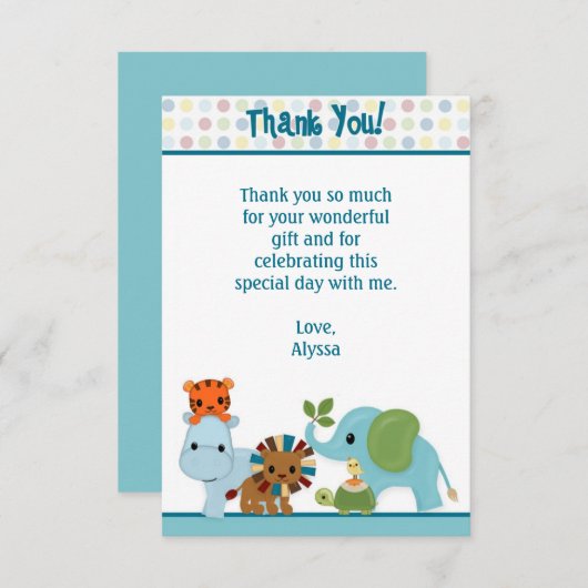 Dierlijke parade-oerwoud Hartelijk dank, 3,5-inch Bedankkaart (Voorkant / Achterkant)
