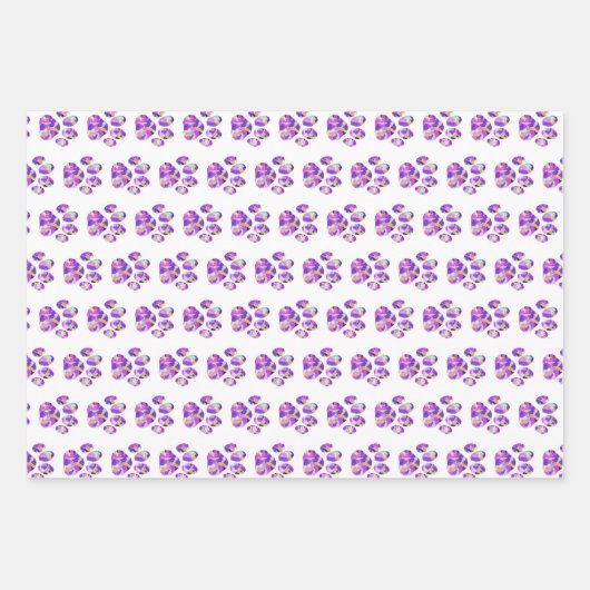 Dierlijke Paws Verpakking Papier Paarse Roze Set v Inpakpapier Vel (Voorkant)