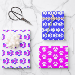 Dierlijke Paws Verpakkingsdocument Vlakke Bladreek Inpakpapier Vel