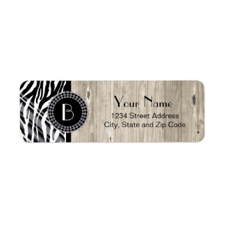Dierlijke printZebra Patroon en monogram Etiket
