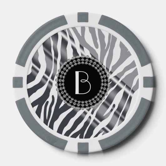 Dierlijke printZebra Patroon en monogram Pokerchips (Voorkant)