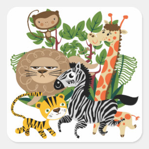 Dierlijke Safari Vierkante Sticker
