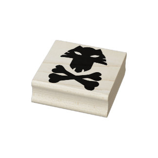 Dierlijke schedel met dwarsbeenderen, kunststempel rubberstempel