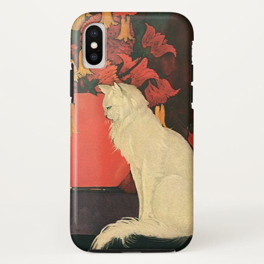 Dierlijke vintage, Elegante witte kat, Herfstbloem Case-Mate iPhone Case (Achterkant)