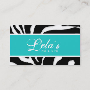 Dierlijke Visitekaartje Zebra Nail Salon Blue Angl
