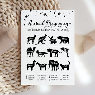 Dierlijke Zwangerschap met Antwoorden Baby shower  Kaart