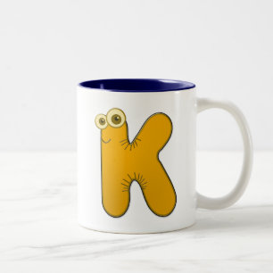 diermonogram - K Tweekleurige Koffiemok