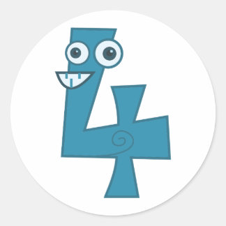 Diernummer 4 ronde sticker