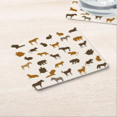 Dierpatroon 1 vierkante kartonnen onderzetter (Schuin)