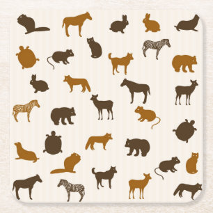 Dierpatroon 1 vierkante kartonnen onderzetter