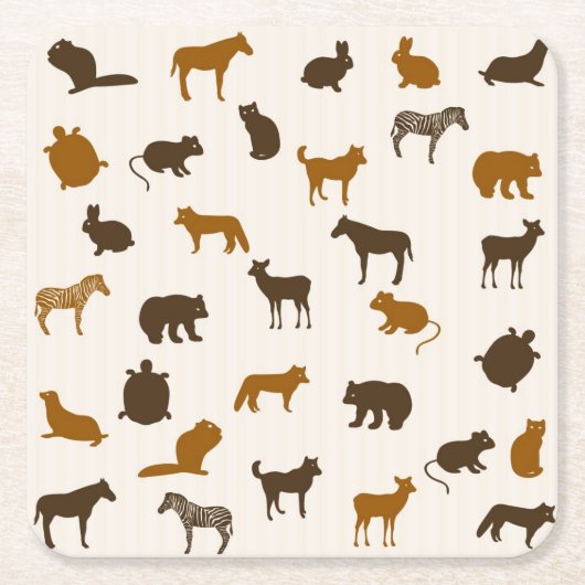 Dierpatroon 1 vierkante kartonnen onderzetter (Voorkant)