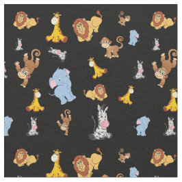 Dierpatroon met zwarte Cute safari - Giraffe, elep Stof