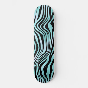 Dierprint felblauwe zebrahuid turquoise skateboard