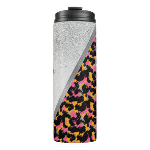 Dierprint Glitter Monogram Naam Thermisch T Thermosbeker