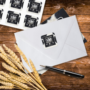 Dierprint Heilige Koe Verjaardagssticker Vierkante Sticker