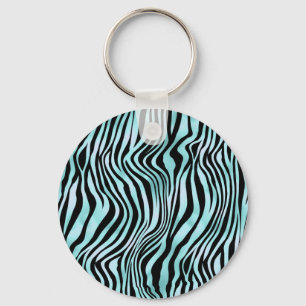 Dierprint Helle Blauwe Zebra Huid Turquoise Sleutelhanger