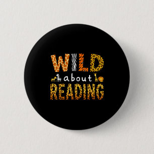 Dierprint leest een boek karakter kinderen dol op ronde button 5,7 cm