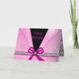 Dierprint Roze & Zwarte Gevouwen Sweet 16 Kaart