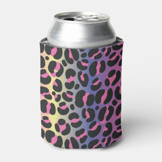 Dierprintpatroon met regenboogluipaard blikjeskoeler (Blikje Voorkant)