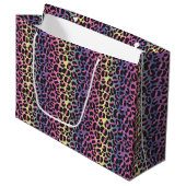 Dierprintpatroon met regenboogluipaard groot cadeauzakje (Voorkant Gekanteld)