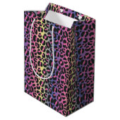 Dierprintpatroon met regenboogluipaard medium cadeauzakje (Achterkant Gekanteld)