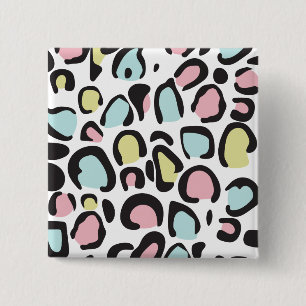 Dierprintpatroon uit de jaren 80 vierkante button 5,1 cm