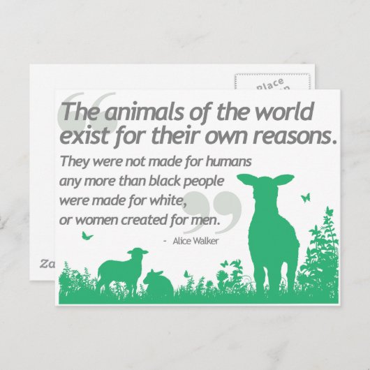 Dierrechten - Alice Walker citeert ontwerp Briefkaart (Voorkant / Achterkant)