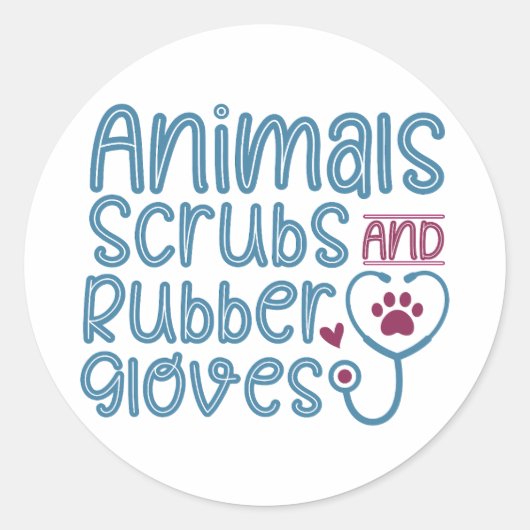 dierschrobben en rubberhandschoenen ronde sticker (Voorkant)