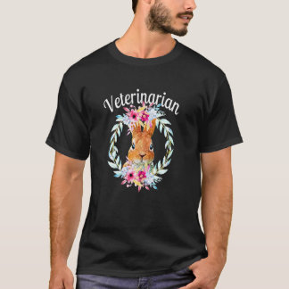 Dierverpleegster Paashaas met bloemenvet T-shirt