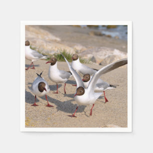 Diervogel Zwarte kuilen op het strand Servet