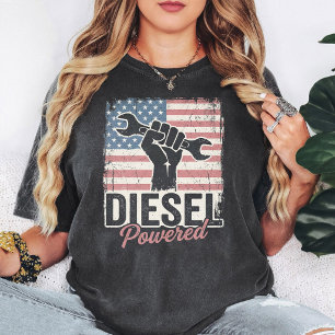 Diesel Aangedreven Sleutel Vuist Amerikaanse Vlag  T-shirt