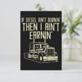 Diesel Aint Burnin Earnin Semi Truck Driver RSVP Kaartje (Staand voorkant)