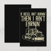 Diesel Aint Burnin Earnin Semi Truck Driver RSVP Kaartje (Voorkant / Achterkant)
