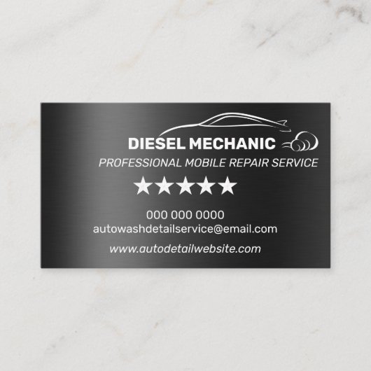 Diesel Mechanic Automotive Repair Service Metaal Visitekaartje (Voorkant)