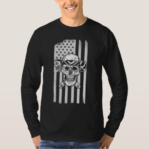 Diesel Mechanic Car Fixing American Flag Auto Repa T-shirt