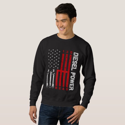 Diesel Mechanic Shifgear American Flag Drag R Trui (Voorkant volledig)