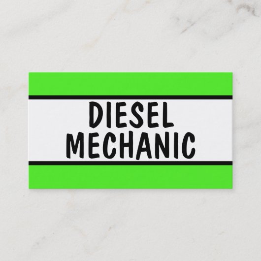 Diesel Mechanisch Neon Groen Visitekaartje (Voorkant)