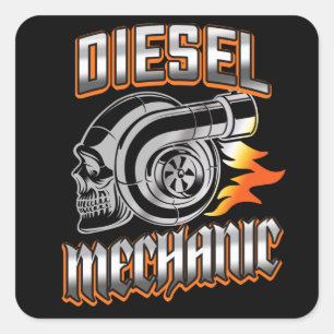 Diesel Mechanische Turbocompressor schedel Vierkante Sticker