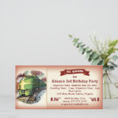 Diesel Train Birthday Party Invitation Red (Staand voorkant)