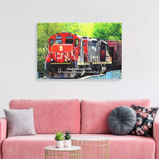 Diesellocomotief 7054 - Naam toevoegen Canvas Afdruk (Insitu (Woonkamer))