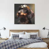 Dieselpunk Wirehaire Dachshund Steampunk Goggles Canvas Afdruk (Insitu (Slaapkamer))