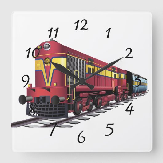 Dieseltrein geanimeerd vierkante klok (Voorkant)